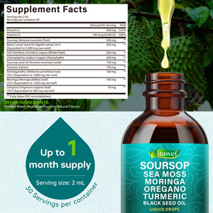 Itawel Vegano 10 en 1 Gotas Líquidas de Guanábana Suplemento con Musgo Marino, Moringa, Orégano, Cúrcuma y <span class=keywords><strong>Ashwagandha</strong></span> para Hombres y Mujeres - Product Image 4