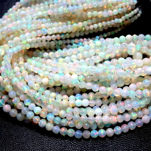 Wholesale Play of Fire Ethiopian Opal Smooth Round <b>Ball</b> Beads 3-5MM Smooth Strands Ethiopian Opal Beads 17 Inches - Product Image 1