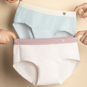 Ropa interior para niñas, bragas de color sólido antibacterianas transpirables de cintura media de algodón puro para adolescentes - Product Image 3