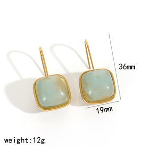 Pendientes geométricos cuadrados de resina con engaste de aleación de zinc para mujer, joyería de moda, varios colores disponibles - Product Image 5