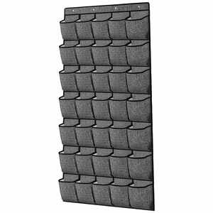 35 Grid Linen Door Rear <b>Hanging</b> Bag Door Back Ankle Sock Buggy Bag Applicable to Kitchen and Bedroom, Etc. - Product Image 1