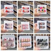 Faux ongles en acrylique réutilisables en forme de bec de canard faits à la main, 10 pièces, pour enfants, design court en forme de canard