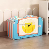 Parc de jeu pliable en HDPE pour bébé, pliable à plat pour rangement, clôture de sécurité intérieure pour tout-petits avec mur de jeu à motifs de dessins animés