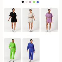Ensemble de vêtements de sport GH 4 pièces pour femmes, nylon et élasthanne, décontracté, col polo zippé, t-shirt et short avec poches, tenue de loisirs