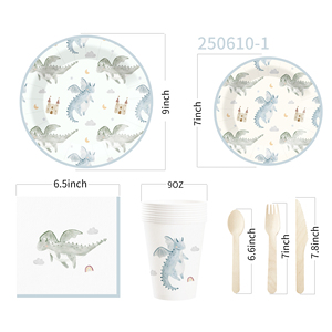 DAMAI Nuevo Juego de Vajilla Desechable con Diseño de Dinosaurios, Platos, Vasos y Servilletas de Papel para Fiestas - Product Image 6