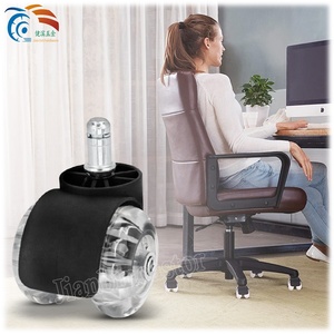 Roulettes de remplacement pour chaise de bureau, 2 pouces, transparentes, contemporaines, pour extérieur, école, supporte 40-50 kg, <span class=keywords><strong>en</strong></span> PU et fer, pour salon - Product Image 3