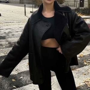 Herbstmode für Damen mit Kragen, dreifarbig, mit Kunstpelz gefüttert, langärmlig, modisch - Product Image 3