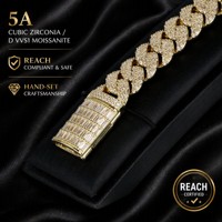 Chaîne cubaine personnalisable en laiton écologique avec moissanite CZ 5A, collier hip-hop personnalisé, fabricant OEM, marque privée