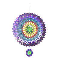Décoration de jardin Jichen, acier inoxydable, 30 cm, fleur colorée, moulin à vent 3D, finition peinte, autoportant pour intérieur/extérieur