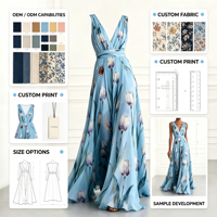 Robe longue en mousseline de soie à imprimé floral pour femmes, col en V profond, sans manches, taille cintrée, plissée, coupe évasée, avec poches