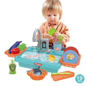 Brinquedos de cozinha com pia de água, popular, único, fingir, conjunto de limpeza, presentes, crianças, pia, brinquedos com sistema automático de ciclo de água