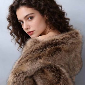 Women Luxury Warm Faux Fox Fur <strong>Shawl</strong> Winter Ladies Plush Scarf <strong>Wraps</strong> Cloak Coat <strong>Wedding</strong> Long Cape Scarves - Product Image 2