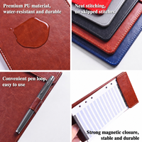 Portafolio Magnético de Cuero A4 Personalizado, Tablero de Escritura con Portaplumas, Grabado de Logotipo Gratuito para Reuniones de Negocios