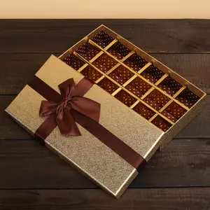 Personalizzato vuoto cioccolato tartufo scatole contenitore di regalo di imballaggio con il nastro in Guangzhou