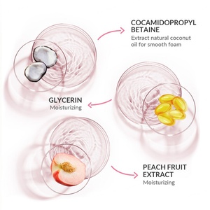 Crema Limpiadora Facial Vegana de Aminoácidos de Melocotón de Marca Privada, Limpiador Facial Espumoso de Limpieza Profunda - Product Image 4
