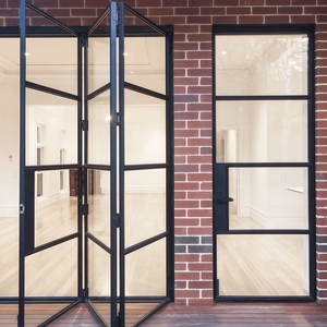 Portes françaises <span class=keywords><strong>en</strong></span> fer personnalisées, porte pliante moderne, porte <span class=keywords><strong>accordéon</strong></span> <span class=keywords><strong>en</strong></span> acier - Product Image 1