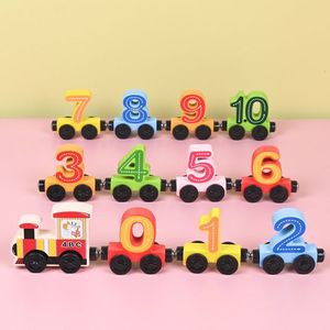 ของเล่นรถไฟดิจิตอลเชื่อมต่อ12ส่วนสำหรับเด็กอนุบาลเพื่อการศึกษาปฐมวัยทำจากไม้1-3ปี - Product Image 4