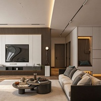 Meuble TV mural en bois cannelé de luxe moderne, personnalisable pour toute la maison, solution tout-en-un pour le rangement dans les villas et salons