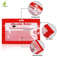 Sac d'emballage d'appât souple en plastique transparent à fermeture à glissière refermable imprimé personnalisé avec 3 joints latéraux avec trou de suspension pour leurre de pêche