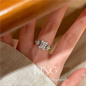 King Silver Jewelry Flower <b>Ring</b> S925 Sterling Silver Cubic Zirconia Wedding Women's Fashionable Luxury <b>Ring</b> - Product Image 5