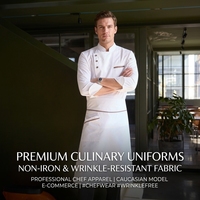 Professionele koksjas voor mannen, uniform voor hotel, restaurant, keukenpersoneel en horeca.
