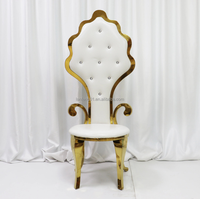 Fauteuil Trône Baroque Sculpté à Dossier Haut en Acier Inoxydable, Chaise de Banquet pour Location de Mariages et Vente en Gros