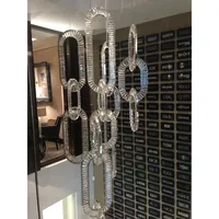 Lustre LED en cristal en acier inoxydable, design moderne et luxueux, à hauteur réglable, pour hall d'hôtel, villa, escalier, plafond