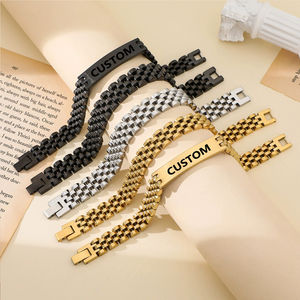 High Quality Custom <b>Stainless</b> <b>Steel</b> Watch Chain <b>Bracelet</b> for <b>Men</b> 8mm 10mm 12mm Watch Strap Chain <b>Bracelets</b> Black <b>Steel</b> Gold - Product Image 1