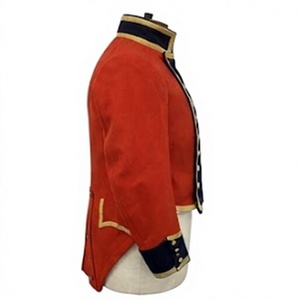 Men's <b>Red</b> <b>Wool</b> Uniform Coat Long Sleeve Double Breasted Stand Collar Vintage Style Outerwear - Product Image 3