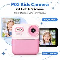 Appareil photo instantané pour enfants P03, double objectif, écran IPS 2,4 pouces, 1300 mAh, impression thermique couleur et noir et blanc avec Type-C