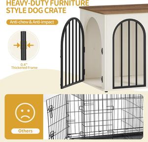 Hzuaneri 31.5 pollici moderno legno di betulla eco-friendly gabbia per cani mobili per piccoli/medi cani soggiorno casa Pet bianco marrone - Product Image 6