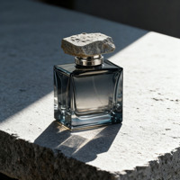 Bouteille de parfum en verre transparent de 50ml 100ml avec boîte OEM de forme unique rechargeable vide de luxe à sertir rectangle carré cube