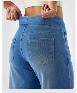 <span class=keywords><strong>Jeans</strong></span> donna taglie forti su misura autunno Casual comodo <span class=keywords><strong>vita</strong></span> alta elasticizzati <span class=keywords><strong>vita</strong></span> alta a gamba larga <span class=keywords><strong>Jeans</strong></span> <span class=keywords><strong>Jeans</strong></span> <span class=keywords><strong>in</strong></span> Denim lavato - Product Image 3