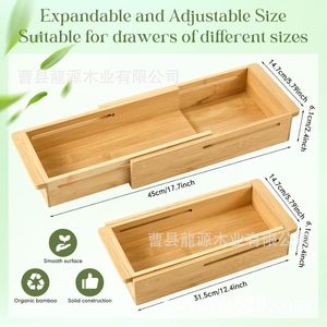 Wooden Expandable Drawer <b>Storage</b> <b>Box</b> Rectangular 6L For <b>Kitchen</b> Utensils Restaurant Cutlery Organizers - Product Image 5