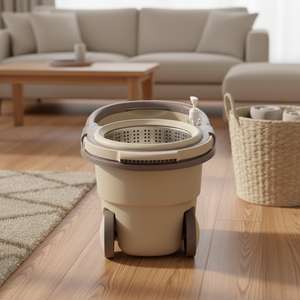 Set Secchio e Mop Piatto Girevole a 360° per Pulizia Senza Mani con Separazione Acqua Sporca - Product Image 1