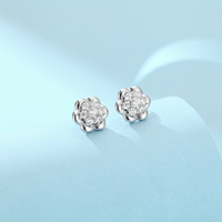 Anting-anting Stud Wanita Perak Sterling 925 Terlaris dengan Hiasan Bunga dan Moissanite VVS, Grosir Perhiasan dengan Sertifikasi GRA
