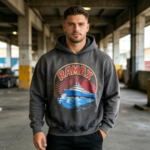 Hoodie personnalisé effet délavé vintage, Hoodie à capuche imprimé sur mesure, Hoodie streetwear oversize vierge, Hoodie en molleton bouclette épais - Product Image 3