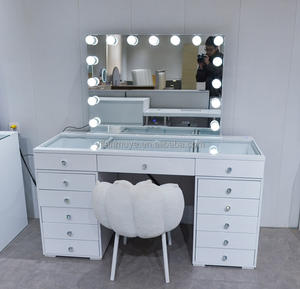 <span class=keywords><strong>Tocador</strong></span> con <span class=keywords><strong>espejo</strong></span> y luces <span class=keywords><strong>Tocador</strong></span> con cajones grandes 3 modos de iluminación Brillo ajustable para dormitorio - Product Image 3