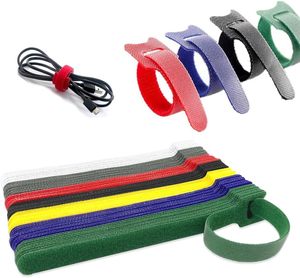 Fascette per cavi multiuso ecologiche con cinghie per cavi con gancio e anello Logo personalizzato riutilizzabile organizzatore di fascette per casa e ufficio - Product Image 5