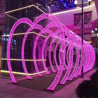 Extérieur 3D LED en forme de coeur tunnel arc noël motif lumière rvb violet jaune mariage paysage lumières décoration IP65 évalué