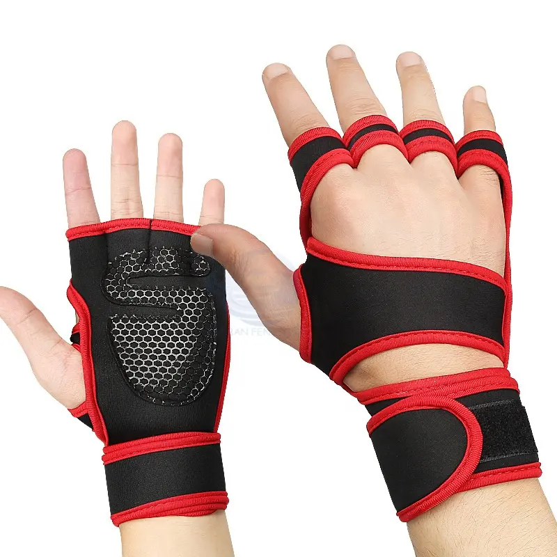 Sarung tangan olahraga pria dan wanita, sarung tangan Angkat Berat bernapas untuk olahraga Gym