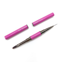 Pinceau double-embout en nylon avec manche métallique pour nail art – Outil professionnel de luxe multifonctionnel pour liner, ovale et rond