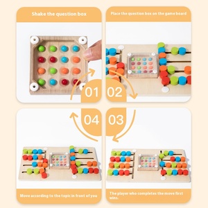 CPC CE EN71 Montessori bebé madera 2 jugadores juego de batalla madera deslizante Arco Iris caminar ajedrez Color a juego rompecabezas juegos de mesa - Product Image 4