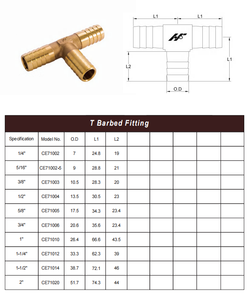 Raccord en T en laiton de haute qualité de 1 pouce, à barbelures, pour bateau, adaptateur marin, fabriqué par HF TAIWAN - Product Image 2