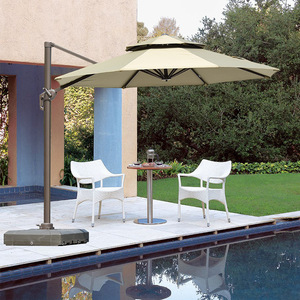 Modern Large Outdoor Collapsible Steel Pole UV Rain Protection <strong>Umbrella</strong> with Plastic <strong>Base</strong> for Beach Pool &amp; Garden Furniture - Product Image 4