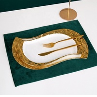 Nouvel Arrivage – Ensemble de Plats et Bols en Porcelaine Blanche de Luxe, Bordure Dorée Électroplaquée Diamant, Forme Irrégulière, Finition Glaçurée