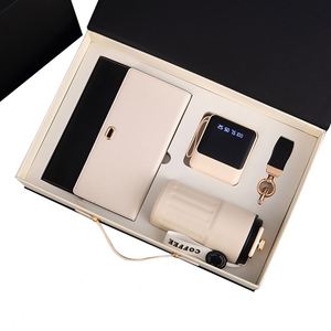 Ensemble de carnet A5 de luxe personnalisable 4-en-1 avec bloc-notes à pages épaisses, batterie externe, porte-clés en acier inoxydable, pour Thanksgiving et la Saint-Valentin - Product Image 1