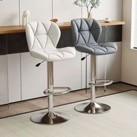 Tabouret de bar moderne réglable pour la maison Chaise haute confortable en cuir synthétique avec dossier pour cuisine Salle de sport Salon avant