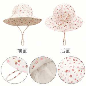 Sombrero de Pescador Ajustable para Bebé, de Algodón, Transpirable, con Protección Solar, Estampado de Frutas y Flores de Dibujos Animados, Sombrero Infantil - Product Image 3