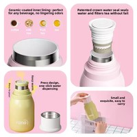 Thermos en acier inoxydable avec revêtement en céramique en forme de champignon pour femmes Rano, 500 ml, isolation thermique de 6 à 12 heures, compact et portable
